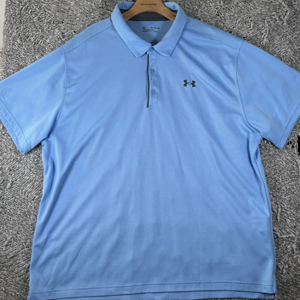 Under Armour Polo Shirt Bundle Of Two Men’s Size 4XL Baby Blue Gray Stretch Golf - Picture 2 of 11